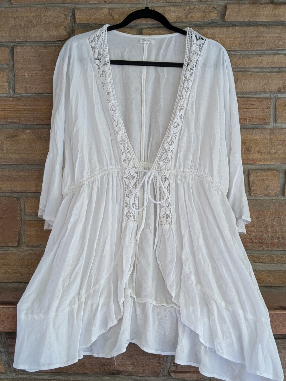 Maurices White Lace-Trim Tie-Front Tunic
